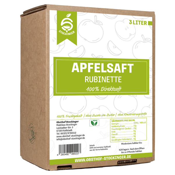 Apfelsaft "Rubinette" 3 Liter Bag in Box