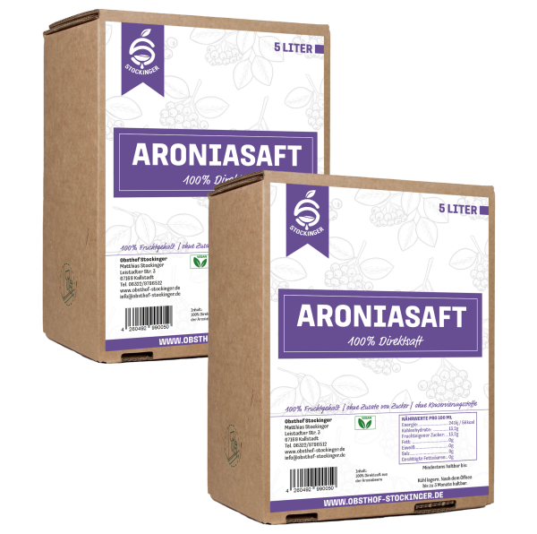 2 x 5 Liter Aroniasaft Bag in Box