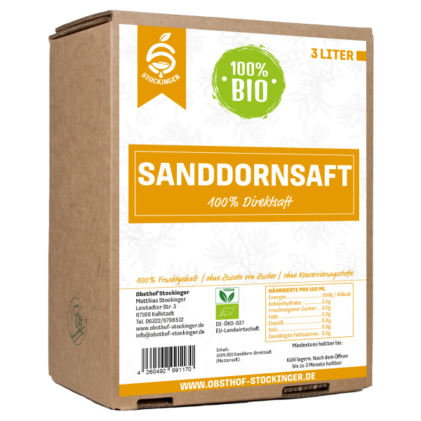 BIO Sanddornsaft 3 L Bag-in-Box – 100 % Direktsaft