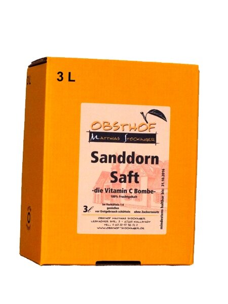 Sanddornsaft 2 x 3 Liter Bag in Box &quot;Vorteilspaket&quot;
