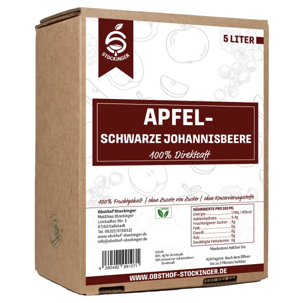 Apfel-schwarzer Johannisbeersaft 5 Liter Bag in Box
